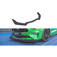 [Street Pro přední splitter V.1 + klapky Ford Mustang GT Mk6 Facelift - černá + lesklé klapky]